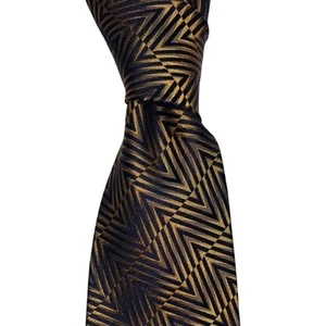 Salvadore Ferragamo Seidenkrawatte Herren schwarz gold schillernd Designer Krawatte gebraucht, in einwandfreiem Zustand - Bild 1 von 3