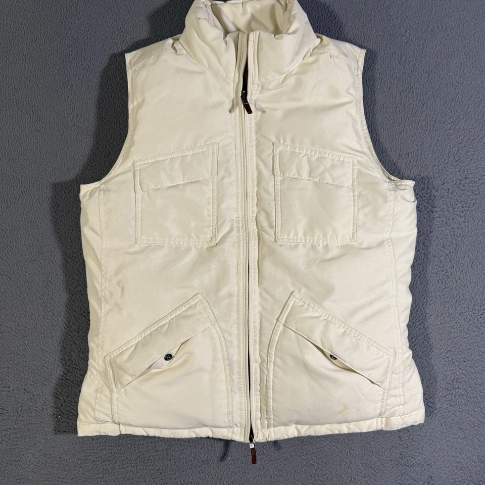 Ralph Lauren Women’s Duck Down Vest Size Medium Off White Puffer Pockets Zipper - Image 1 of 4