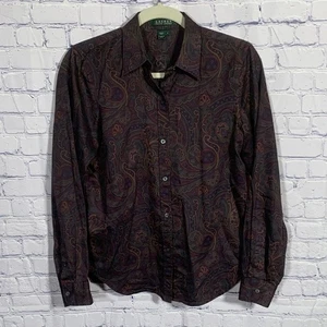 Lauren Ralph Lauren Damen Button Down Top in Dark Floral Paisley Größe S Preppy - Bild 1 von 5