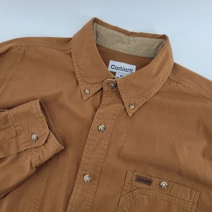 Carhartt Arbeitshemd Herren XL Braun Canvas Langarm Knopfleiste - Bild 1 von 6