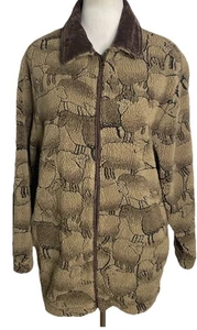 VTG Orvis Sherpa Fleece Jacket Women's Medium Brown Sheep Lamb Collared USA - Picture 1 of 4
