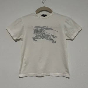 Burberry London Women’s Baby Tee White Logo T-Shirt Fitted Size Small S - Picture 1 of 7