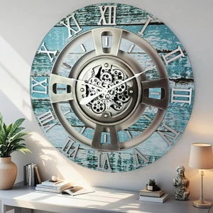 The Gears Reloj ENGLAND LINE RELOJ DE PARED REDONDO 24 PULGADAS VERDE AGUA - Imagen 1 de 21
