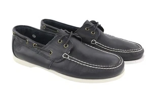 TIMBERLAND A199P Men`s Shoes EU43.5/44.5 Black Leather Boat Lace Up Ortholite - Picture 1 of 14