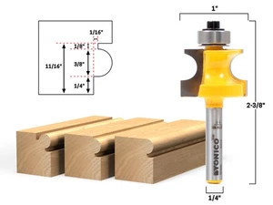 3/16" Radius Bullnose Bead Router Bit - 1/4" Shank - Yonico 13192q - Picture 1 of 1