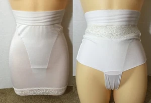 Vtg Half slip with Attached PANTIES Stretch Satin Lace Shaper Hanes Her Way - Picture 1 of 9