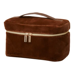 ULTA CHOCOLATE BROWN VELVET TRAIN CASE COSMETIC BAG TRAVEL BEAUTY FAVORITES NEW - Picture 1 of 1