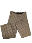 Annette Gotz Ladies Trousers Size 16 Brown Check Belted Straight Leg Pockets