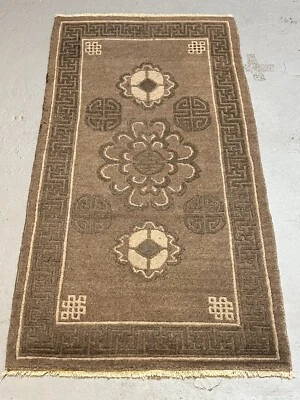 Alfombra tibetana ANTIGUA VINTAGE 3,1x5,9 lavada profesionalmente 100 % lana Foto 1 de 4