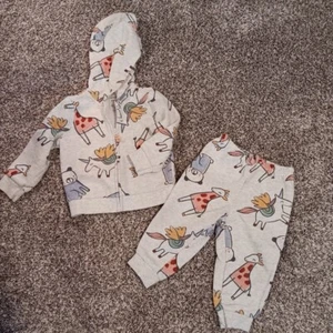 Conjunto de sudadera y pantalones con capucha cremallera completa para niñas de 12 meses Carter unicornio jirafa - Imagen 1 de 10