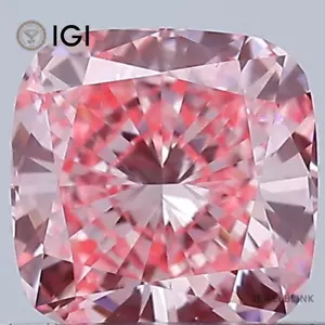 IGI Certified 0.77 Carat Fancy Vivid Pink VS1 Cushion Cut CVD Lab Grown Diamond - Picture 1 of 18