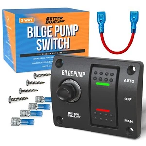 Bilge Pump Switch 3 Way with Panel and 12v LED Lights and Rocker Bilge Switch - Picture 1 of 7