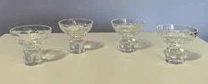 Set of 4 Vintage 2-3/8" Tall Crystal Footed Shot Glasses Ridged Base Thumbprint - Picture 1 of 19
