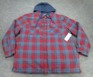 Tony Hawk Shacket Mens XXL 2XL Blue Red Plaid Quilted Full Zip Hooded NEW - Picture 1 of 16