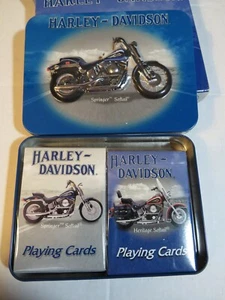 Harley Davidson 2001 carte da collezione latta e da gioco due mazzi nuove - Foto 1 di 4