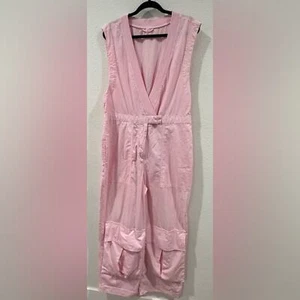 Free People Movement Go West Light Pink Sleeveless Utility Jumpsuit Large - Picture 1 of 16