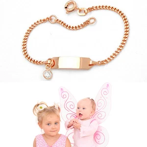 Baby Taufe Armband mit Gravur von Name und Datum Echt Silber 925 Rot Rose gold - Bild 1 von 4