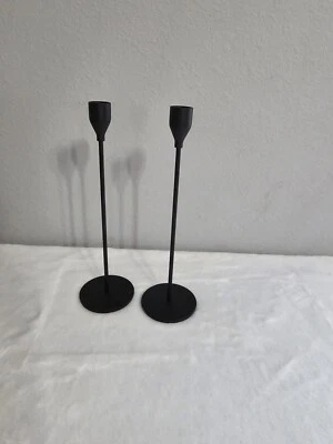 Juego de 2 candelabros cónicos de metal negro mate de 11" nuevos lisos Foto 1 de 4