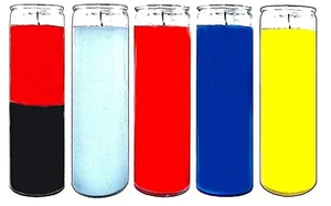CANDLES GLASS PLAIN RED, WHITE, VELA ROJO & AZUL 100% PARAFFIN 120 HOURS - Picture 1 of 10