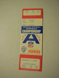 1980 AFC CHAMPIONSHIP Unused Broncos TICKET STUB (Voided - Game never played) - Picture 1 of 3