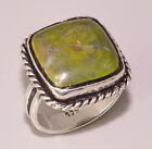Green Epidote Handmade Jewelry 925 STERLING SILVER PLATED BAND RING 7.5
