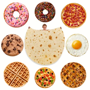 Burrito Tortilla Blanket - Soft Plush Food Throw for Bed, Sofa, Camping & Winter - Picture 1 of 21
