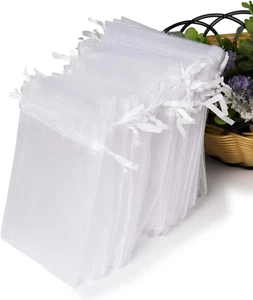 White Sheer Organza Gift Bags, 4X4.72 Pouches Candy Jewelry Wedding Party Favor - Picture 1 of 12
