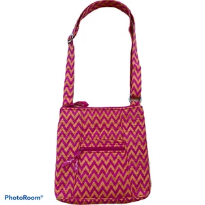 Vera Bradley Large Hipster Crossbody - Orange Pink ZIGGY ZAGS - Picture 1 of 7