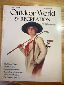1913 BEAUTIFUL ORIGINAL OUTDOOR WORLD MAGAZINE WITH GREAT GOLF COVER! - Picture 1 of 9