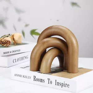 3 Pieces Wood Arch Book Shelf Decor Wooden Coffee Table Decor Aesthetic Bookshel - Picture 1 of 7