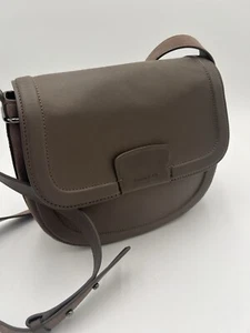 LOUISE ET CIE Deep Fawn Brown Pebbled Leather Crossbody Saddle Bag Gorgeous - Picture 1 of 17