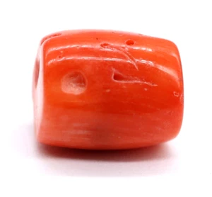 Large Drilled Coral Bead Natural Orange Gemstone 21.80 Carats for Pendant - Picture 1 of 6