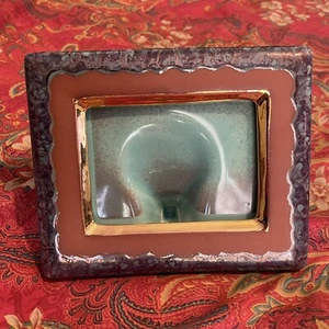 Gorgeous Vintage Ceramic Glazed Pottery Picture Photo Frame Rectangular Colorful - Picture 1 of 9