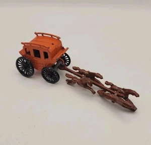 Benbros T.V. Series Orange Kansas Stage Coach & 4 Horses Wagon Toy - Picture 1 of 11
