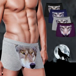Sexy Para hombres Estampado de Lobo Ropa Interior Pantalones Cortos Transpirables Calzoncillos Boxer Suave Calzoncillos Reino Unido - Imagen 1 de 9