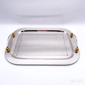 Piatto Da Servizio Vintage Con Manici, Color Argento | 30x40cm - Foto 1 di 10