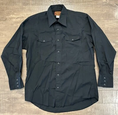 Camisa occidental vintage Rustler X cola larga para hombre 16-32/33 negra perla a presión C6 Foto 1 de 4