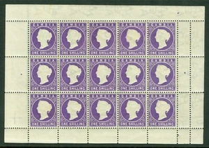 SG 35 Gambia 1886-93. 1/- lila. feines unmontiertes 15er-Blatt mit vollem... - Bild 1 von 1