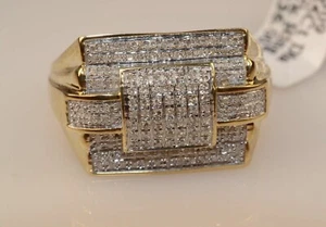 3.00 CT Men Real Moissanite Engagement Pinky Ring 14k Yellow Gold Plated Silver - Picture 1 of 6