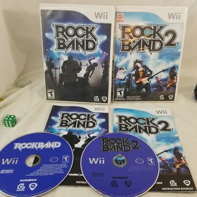 Rock Band 1 and 2 Nintendo Wii Bundle Lot of 2  With Manual manuals - Image 1 of 4