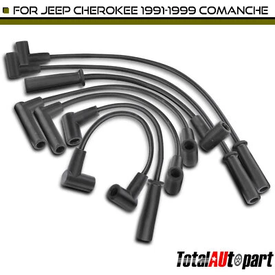 Juego de 7 cables de bujías para Jeep Cherokee 1991-1999 Comanche Wrangler TJ L6 4,0 L Foto 1 de 4