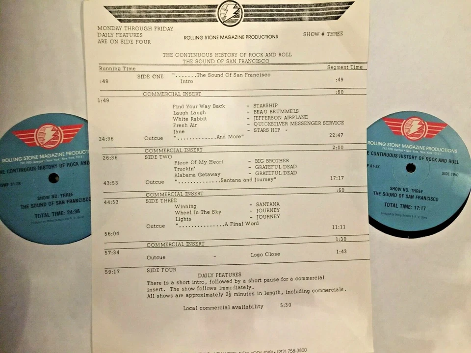 RADIO SHOW: 7/3/82 ROLLING STONE AMERICA: GRATEFUL DEAD, YES, CHARLIE DANIELS - Image 1 of 1