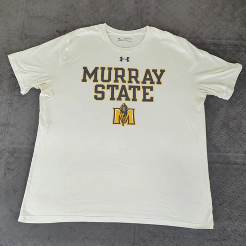 Murray State Racers Shirt Under Armour HeatGear Men 2XL White Short Sleeve Cover
