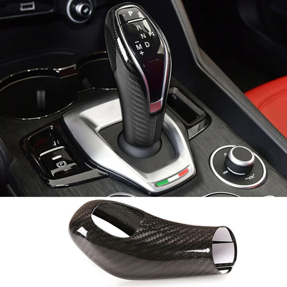 Real Carbon Fiber Gear Shift Knob Cover for Alfa Romeo Giulia /Stelvio 2020-2022 Foto 1 de 4