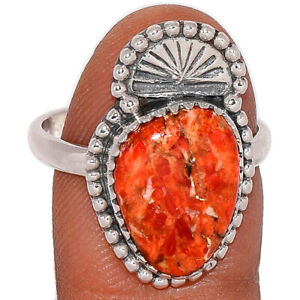Handwork - Composite Coral 925 Sterling Silver Ring Jewelry s.8.5 BR205618 
