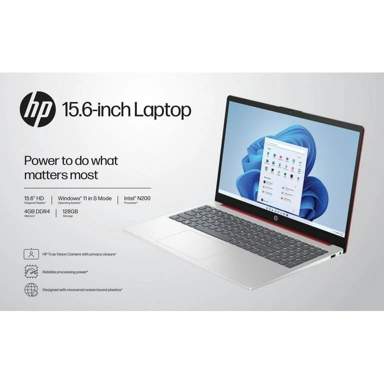 *SEALED* HP Scarlet Red Laptop - Intel N200 1.8GHz 4GB RAM 128GB SSD - FD0083WM - Image 1 of 4