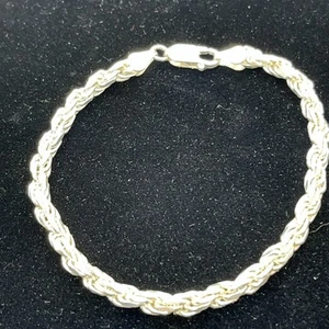 925 Italy Twisted Rope Bracelet 8” Signed HCT Italian Sterling Silver Woven Link - Picture 1 of 14