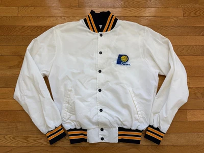 Indiana Pacers 90s 80s USA made satin bomber jacket Rennoe Sz M NBA Vintage - Image 1 of 4