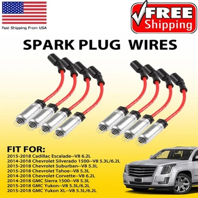 758EE Spark Plug Wire for Set 2015-17 GMC 2018 Sierra Yukon 1500 XL V8 5.3L/6.2L - Image 1 of 4