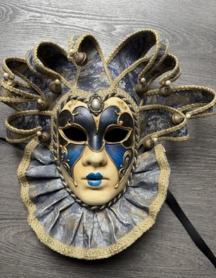 Vintage Handmade Venetian Mask With Brass Bells Hand Painted - Image 1 of 4